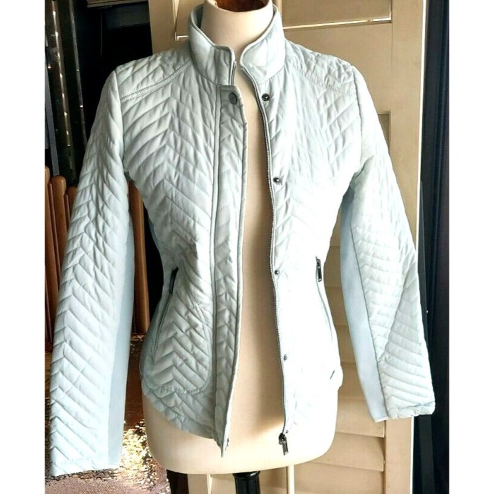 RINO & PELLE Women's Puff Coat Jacket New w/Tags Sz 34 light blue grey